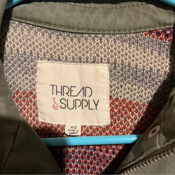 Thread & Supply Green Utility Vest With Southwestern Knit Back Size XS Aztec - Picture 4 of 9